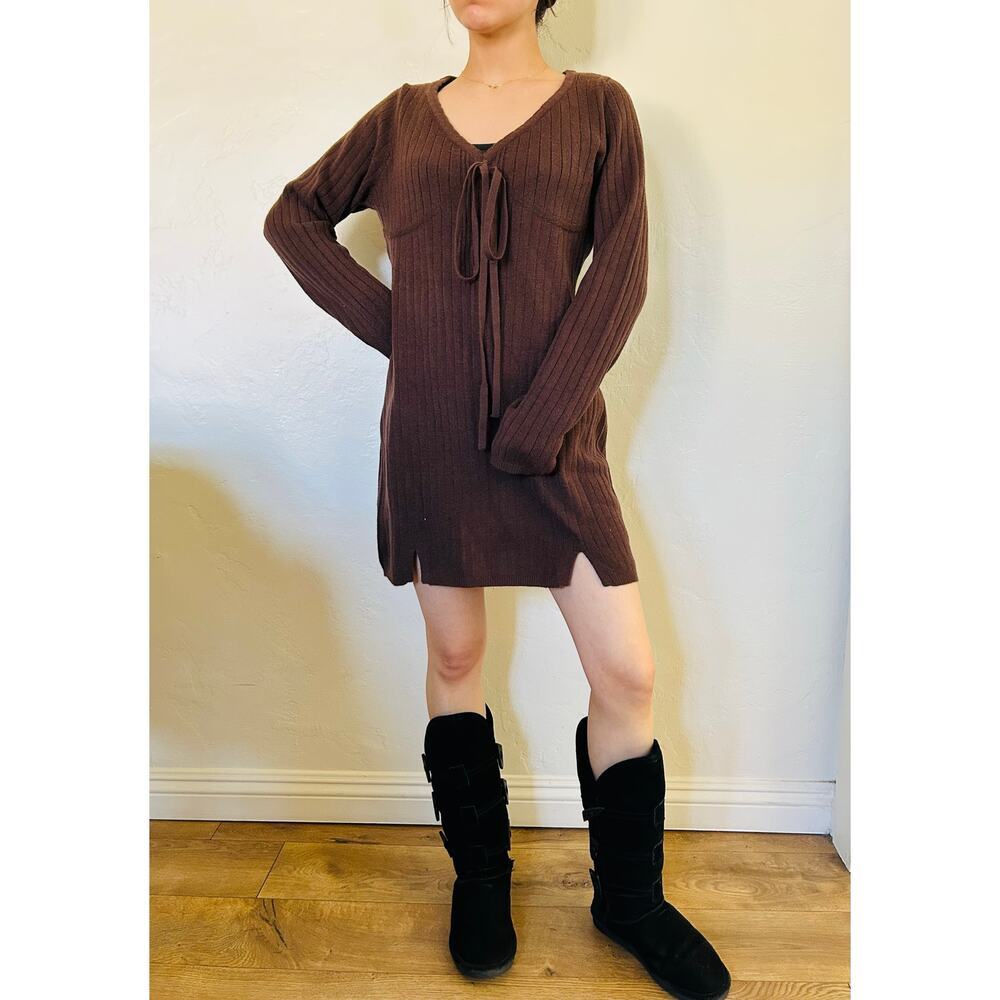 Lulus brown cable knit mini dress